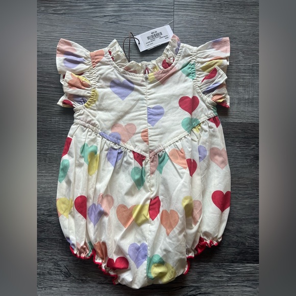 NWT Pink Chicken - Multi Hearts Jennifer Bubble Onesie Romper - Picture 3 of 4